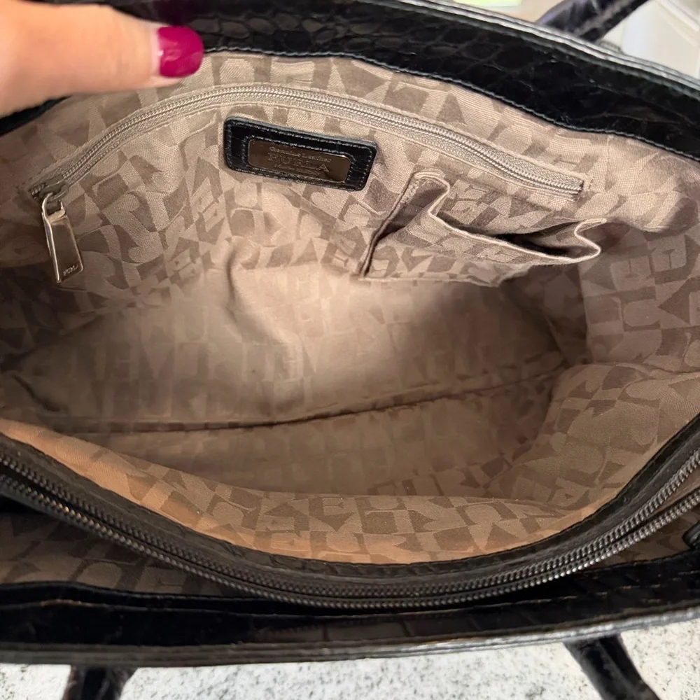 Furla black crocodile
